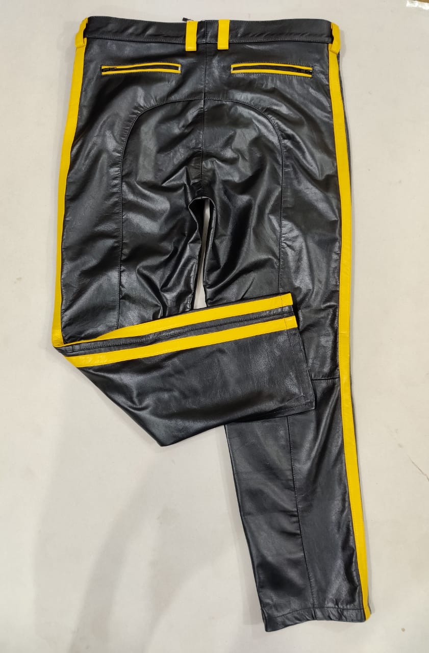 Men's Real Cowhide Leather Pants Bikers Pants