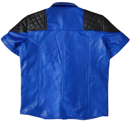 Men's Real Leather Police Shirt Soft Lamb Leather Gay Leather Shirt