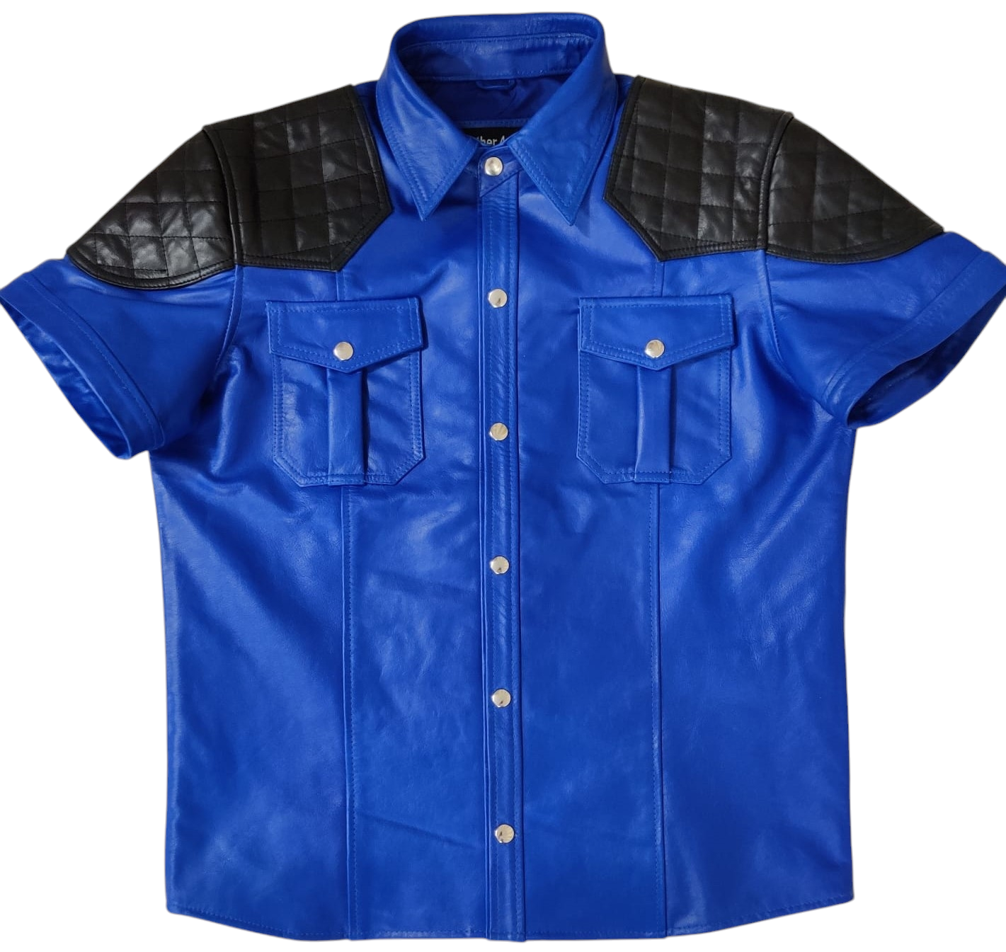 Men's Real Leather Police Shirt Soft Lamb Leather Gay Leather Shirt
