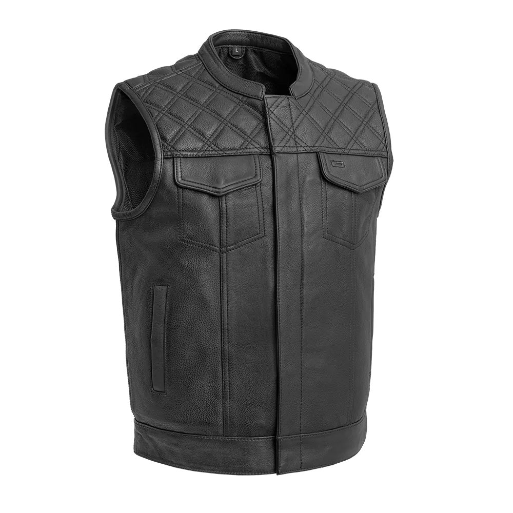 MEN'S REAL COW LEATHER BLACK MOTORCYCLE VEST IN 4 DIFFERENT COLORS STITCHING COMBINATION BIKER VEST WAISTCOAT