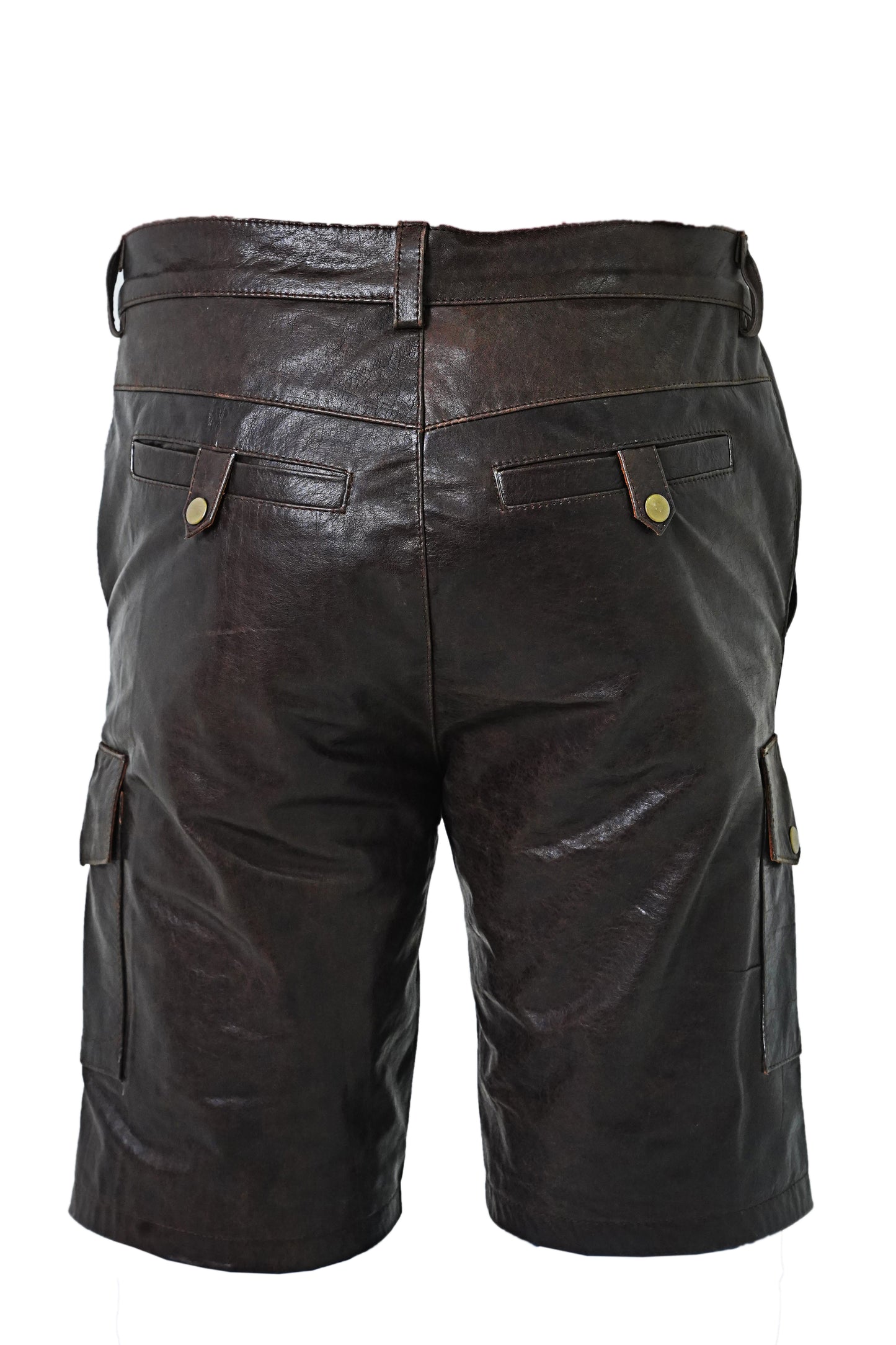 MEN'S REAL VINTAGE COWHIDE LEATHER CARPENTER SHORTS / CARGO POCKETS LEATHER SHORTS