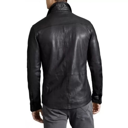 Men's Real Lamb Leather Shirt Soft Leather Shirt