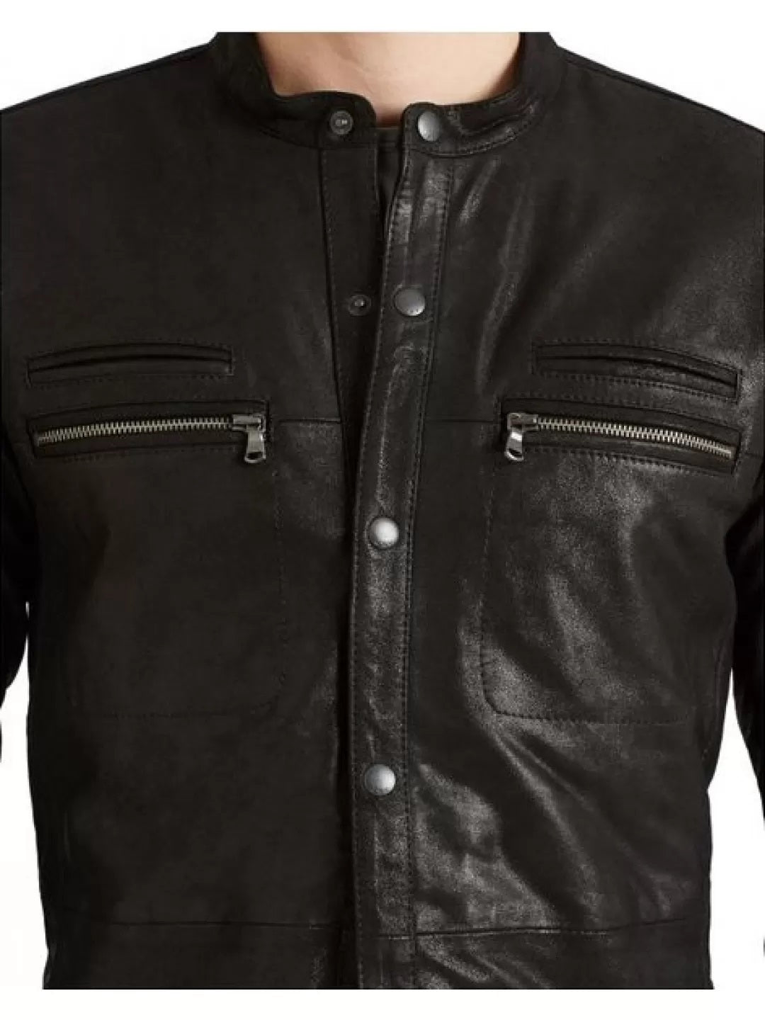 Men's Real Lamb Leather Full Sleeves Shirt Soft Leather Shirt