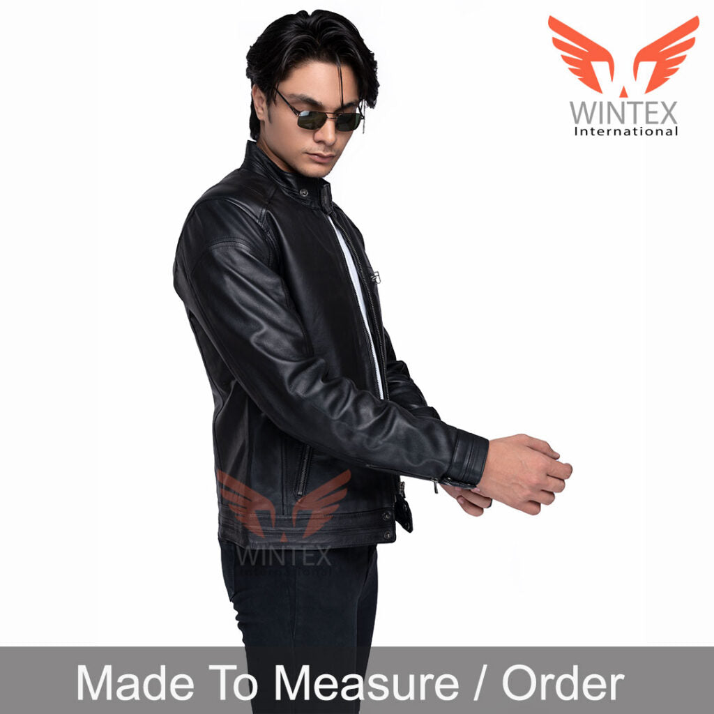 Men’s Genuine Cowhide Motor Bikers Leather Jacket CAFE Racer Leather Jacket