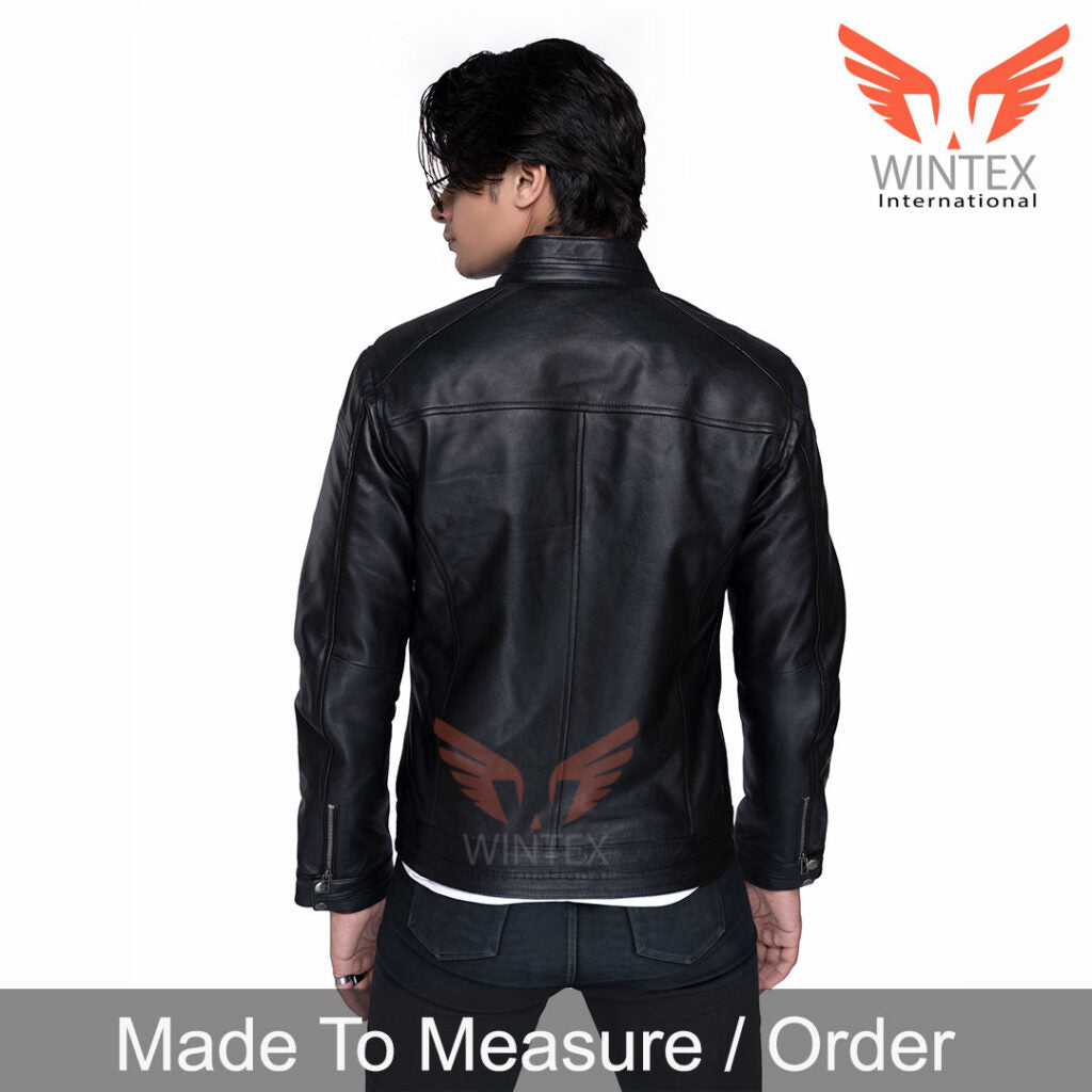 Men’s Genuine Cowhide Motor Bikers Leather Jacket CAFE Racer Leather Jacket