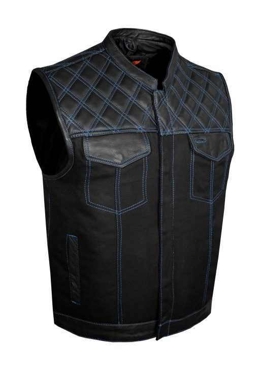 MEN'S REAL COW LEATHER BLACK MOTORCYCLE VEST IN 4 DIFFERENT COLORS STITCHING COMBINATION BIKER VEST WAISTCOAT