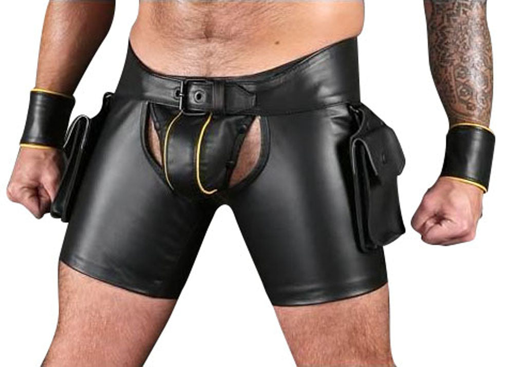 Men's Real Cowhide Leather Chaps Shorts/Chaps/Clubwear Shorts/Bikers Chaps Detachable Codpiece