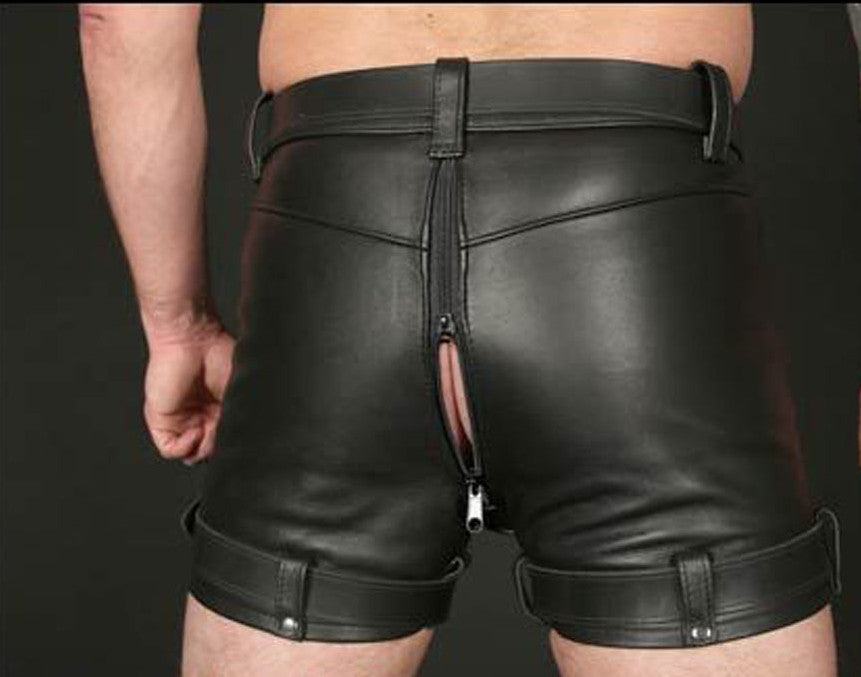 Men’s Real Leather Chastity Shorts With Free Padlocks