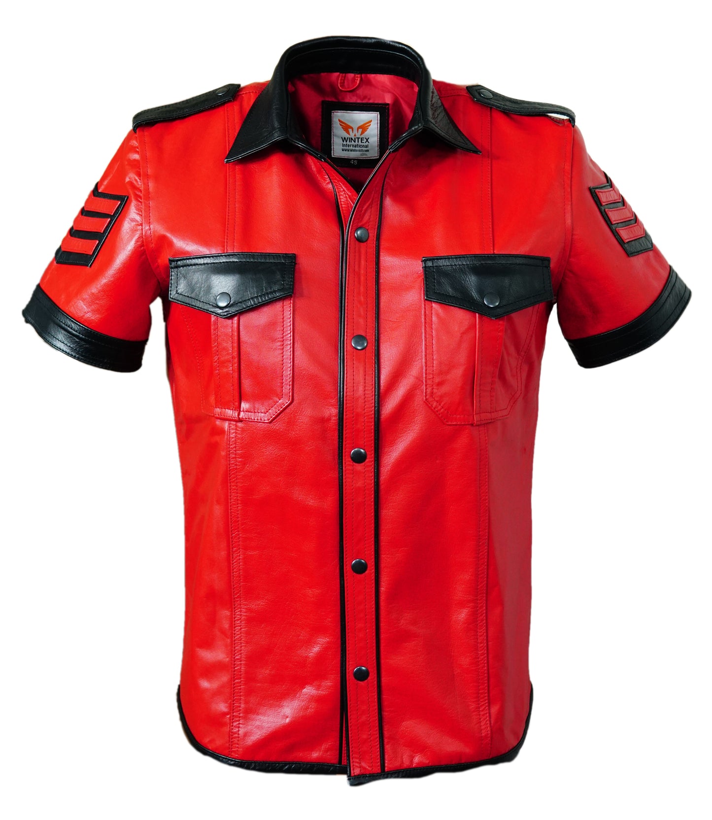 Men's Real Lamb Leather Shirt With Quilted Panels Police / BLUF Shirt