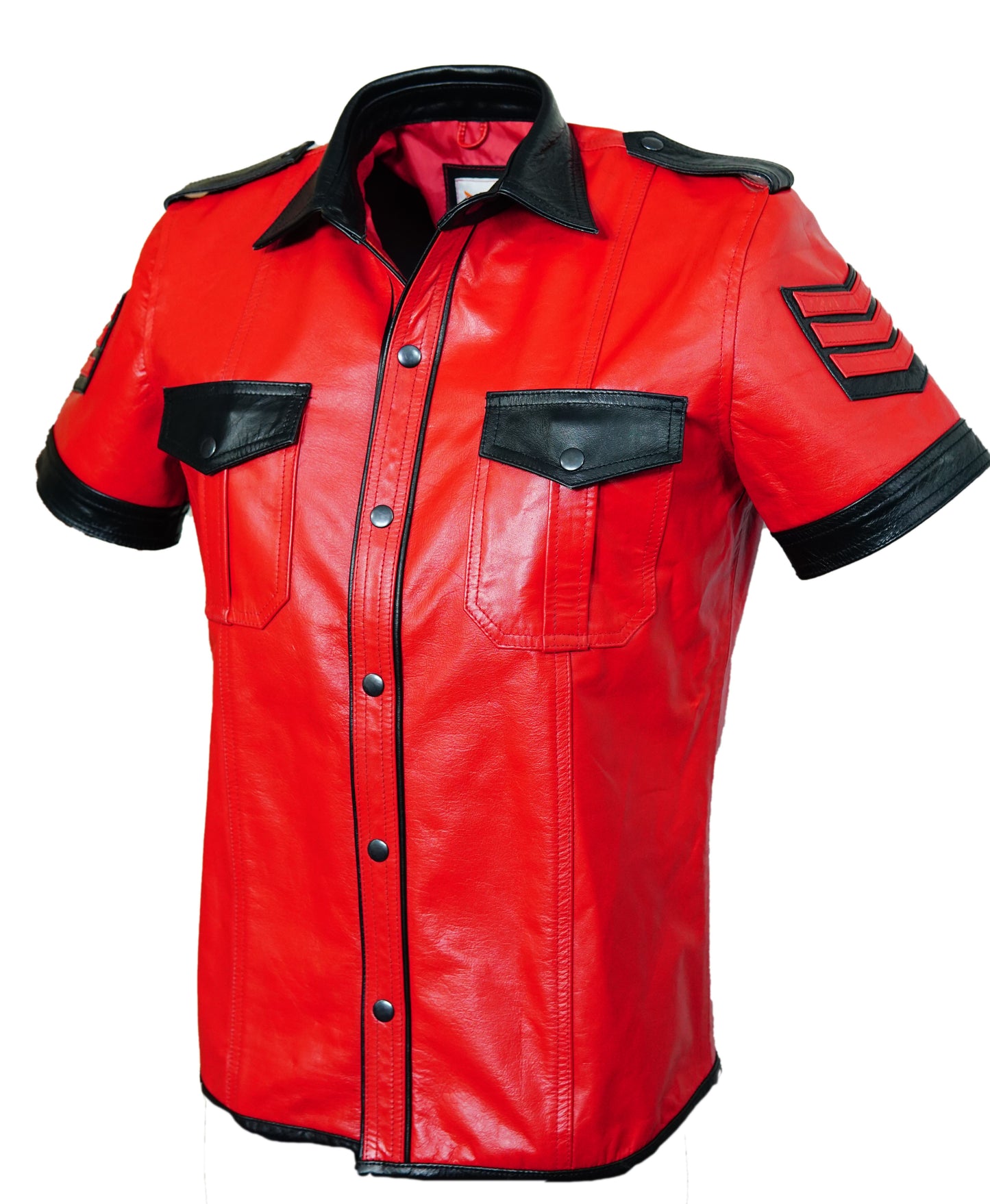Men's Real Lamb Leather Shirt With Quilted Panels Police / BLUF Shirt