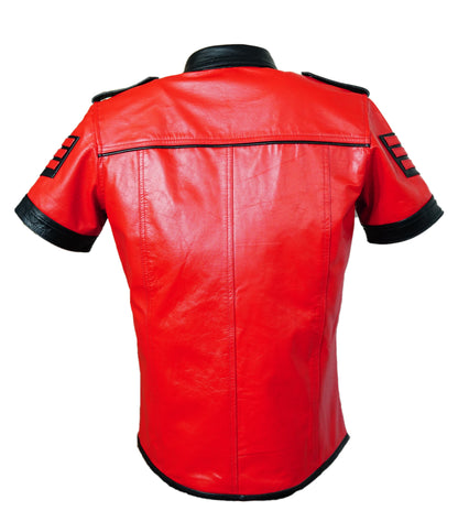 Men's Real Lamb Leather Shirt With Quilted Panels Police / BLUF Shirt