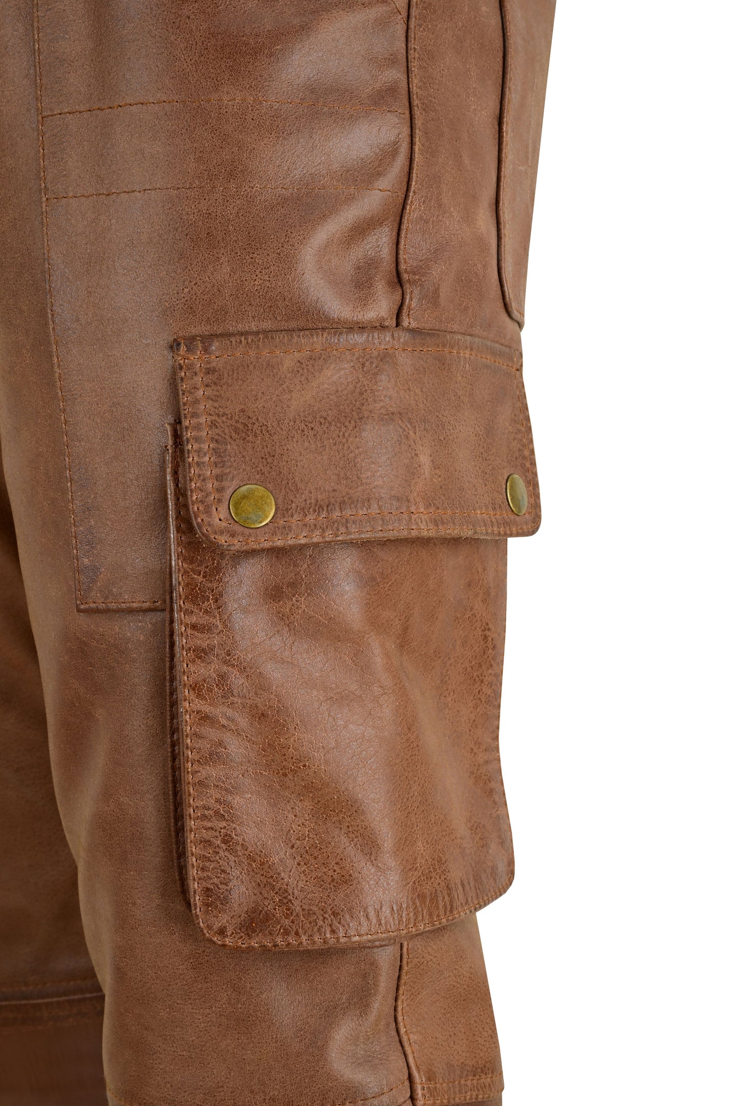 MEN'S REAL VINTAGE LEATHER CARGO  POCKETS PANTS BIKERS PANTS WITH MULTIPLE POCKETS