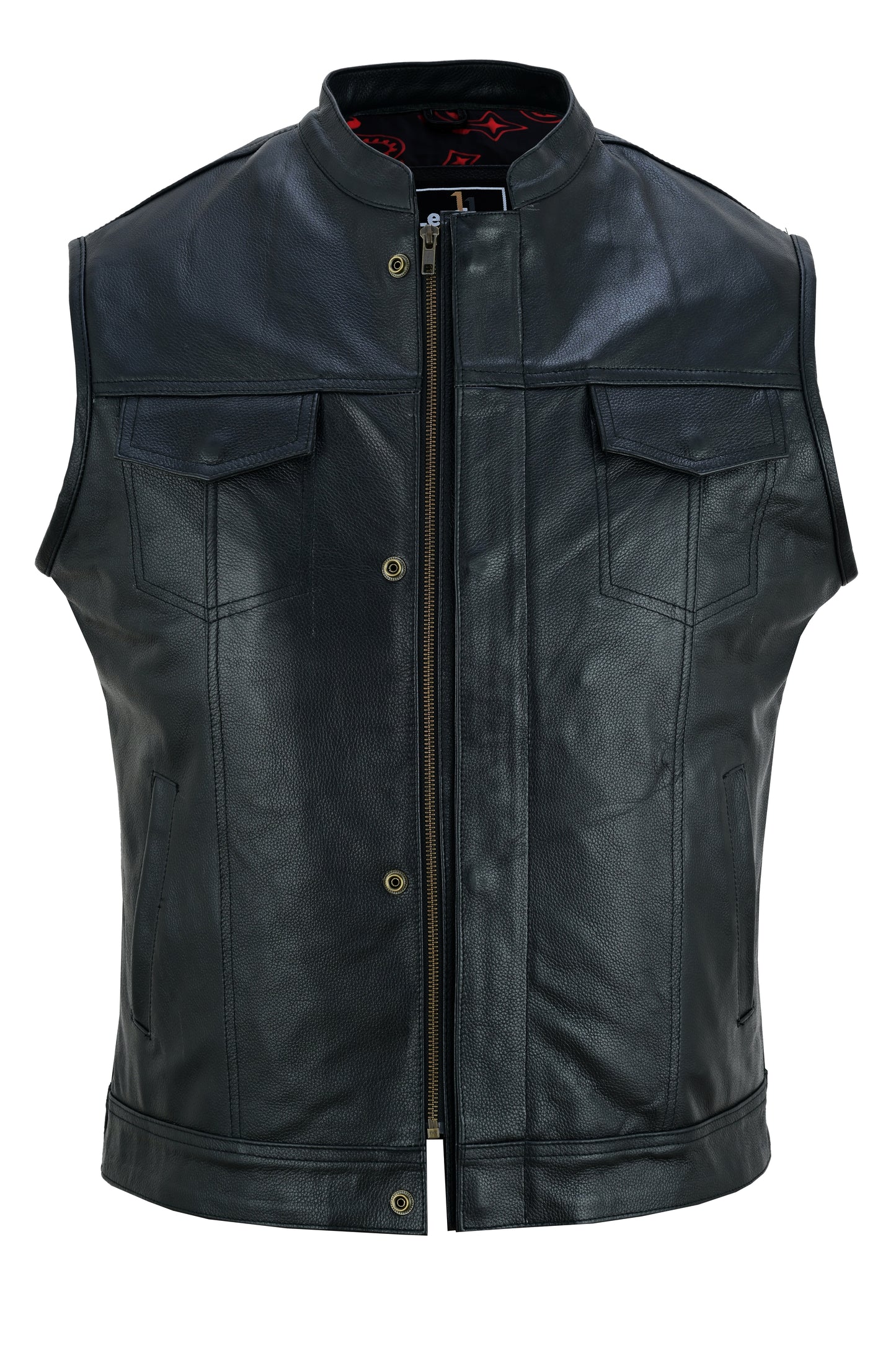 Men's Real leather Extendable Bikers Vest Extendable Chest Size, Double Front Zips