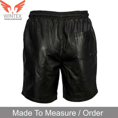 Men’s Real Lamb Leather Relax Fit Shorts Leather Shorts with Drawstring
