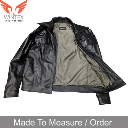 King of Rock Elvis Presley Real Lamb Leather Jacket ELVIS Style Leather Jacket