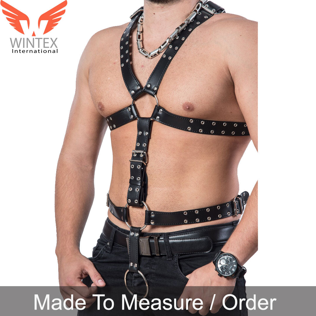 Real Black Leather Full Body Men Harness – BDSM Leather Men Harness