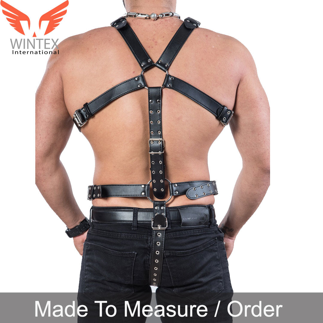 Real Black Leather Full Body Men Harness – BDSM Leather Men Harness