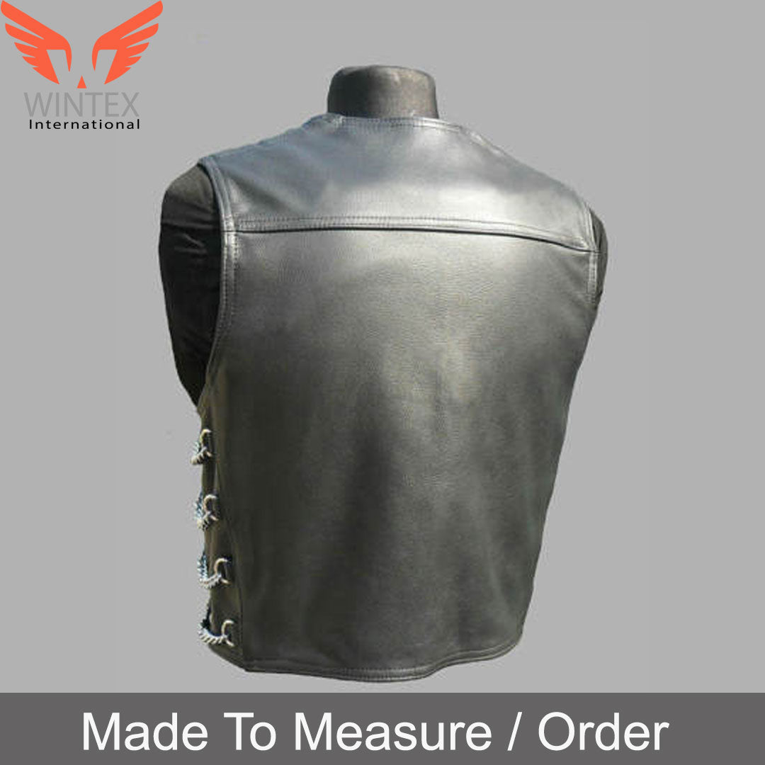 Men’s Genuine Leather Bikers Vest Chained Choppers Vest Steampunk Vest Goth Vest