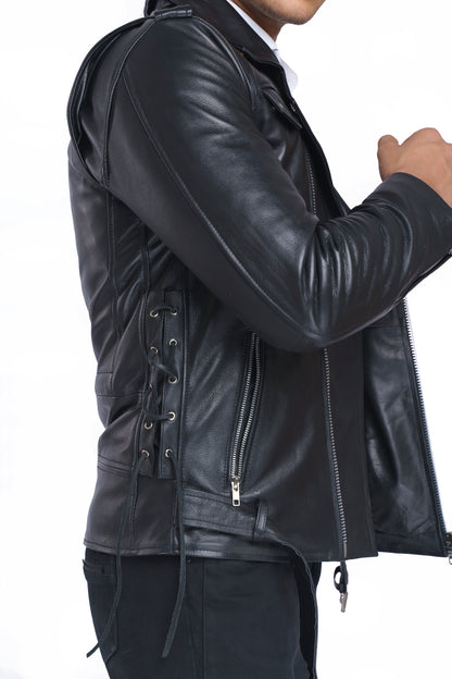 Men's Real Leather Bikers Jacket Classic Bikers Jacket