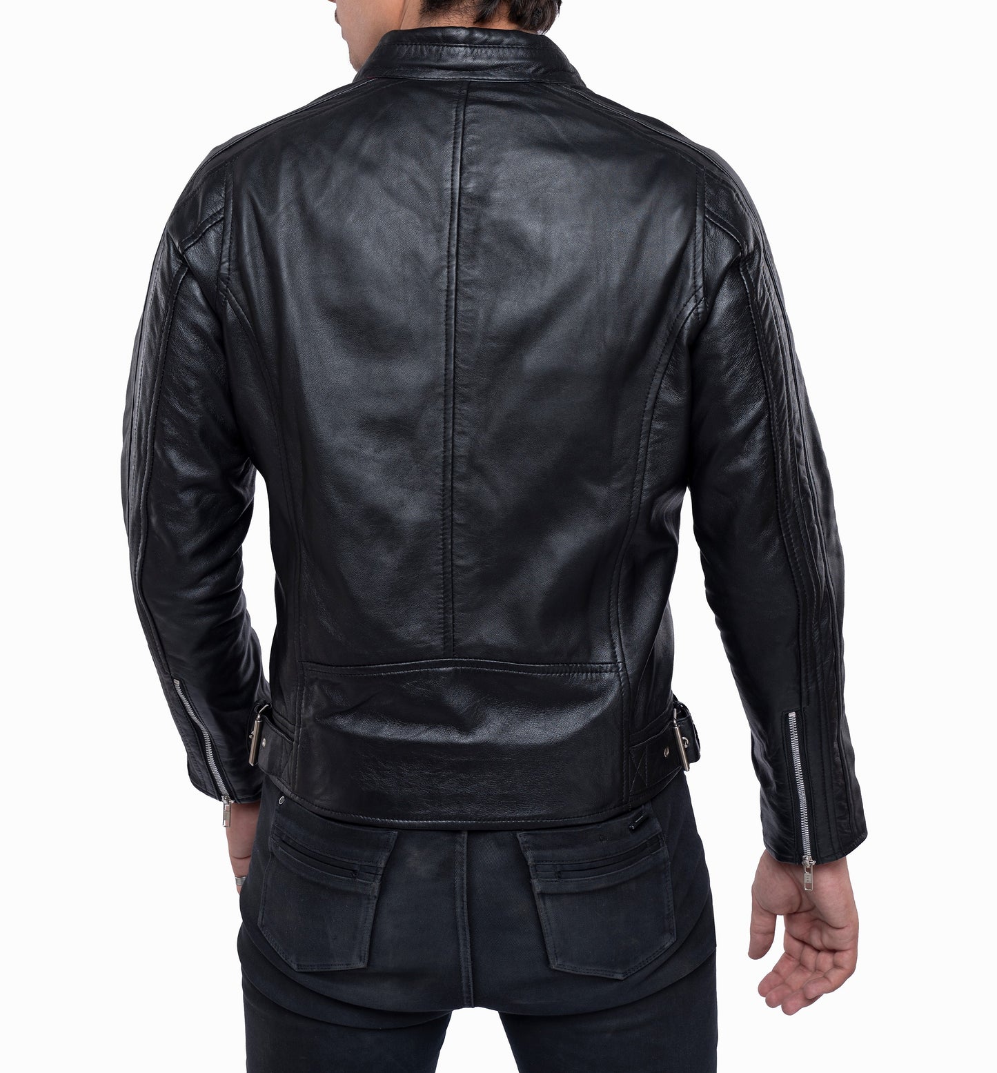 Men's Real Lamb Leather CAFE Racer Jacket, Bikers Jacket