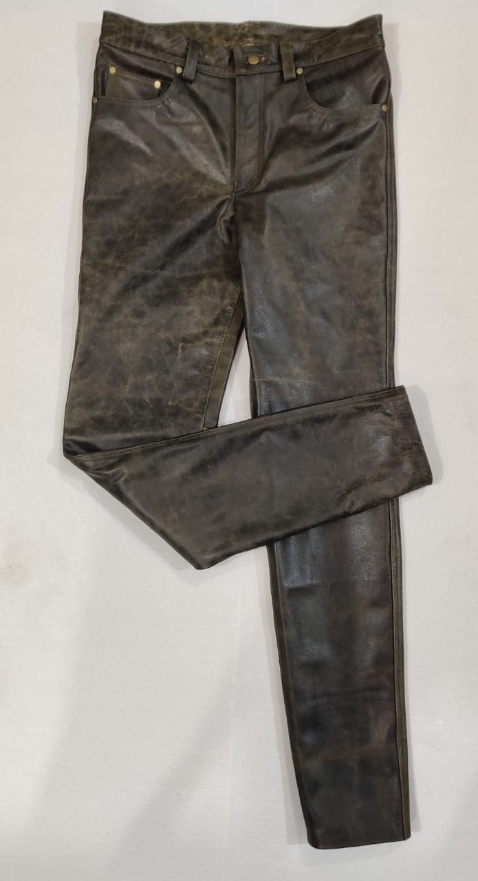 Vintage Buffalo Leather Pants - Khaki, Levi's 501 Style