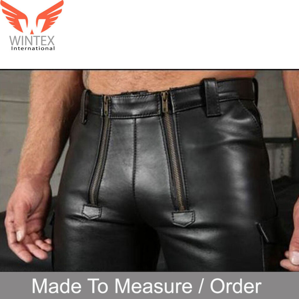 MEN’S REAL COWHIDE LEATHER CARPENTER SHORTS / CARGO POCKETS LEATHER SHORTS