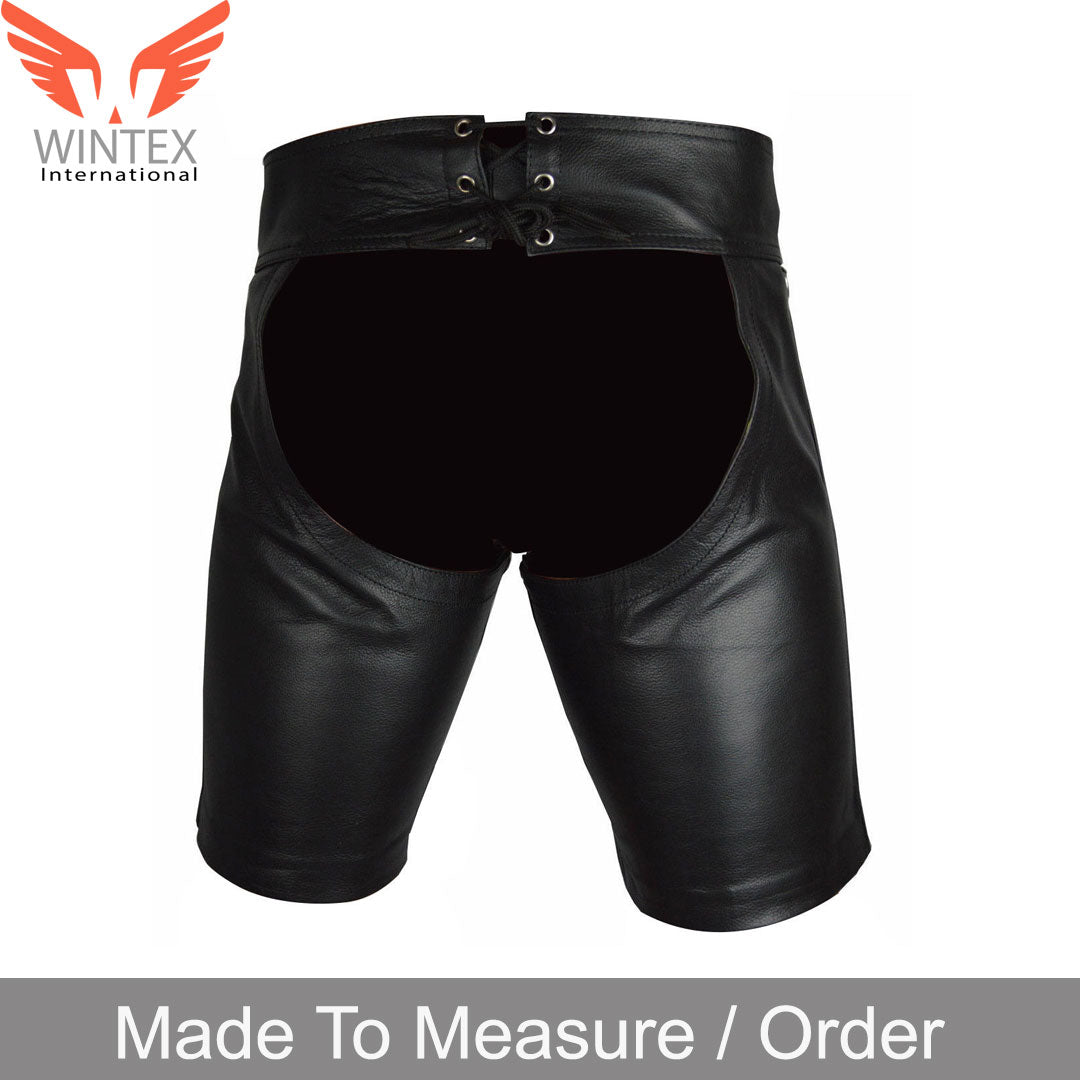 Men’s Real Leather Laced Chaps Shorts/ Chaps / Club wear Chaps Shorts