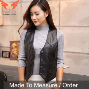 Women’s Genuine Lamb Skin Leather Elegant Leisure Vest