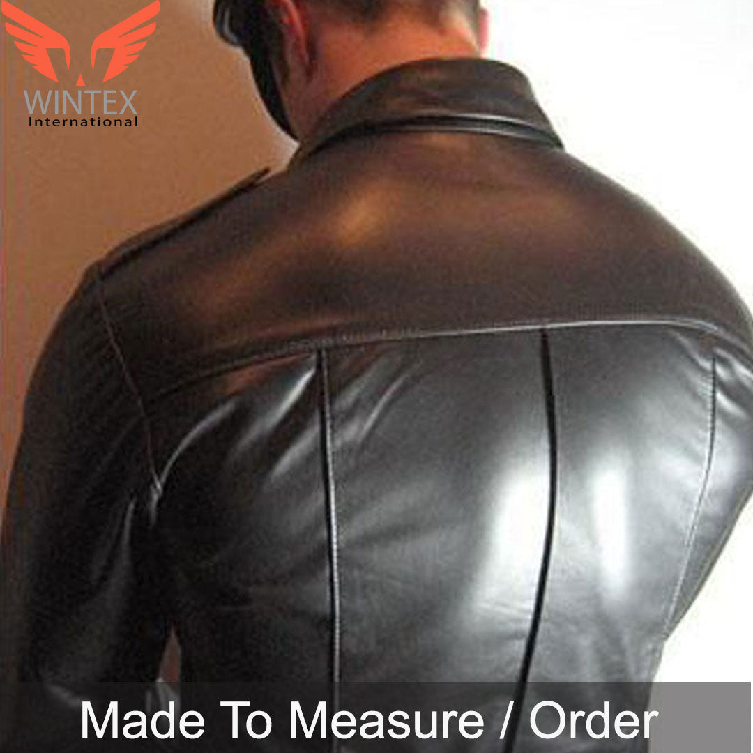 Men’s Real Lamb Leather Police Shirt Long Sleeves Leather BLUF Shirt