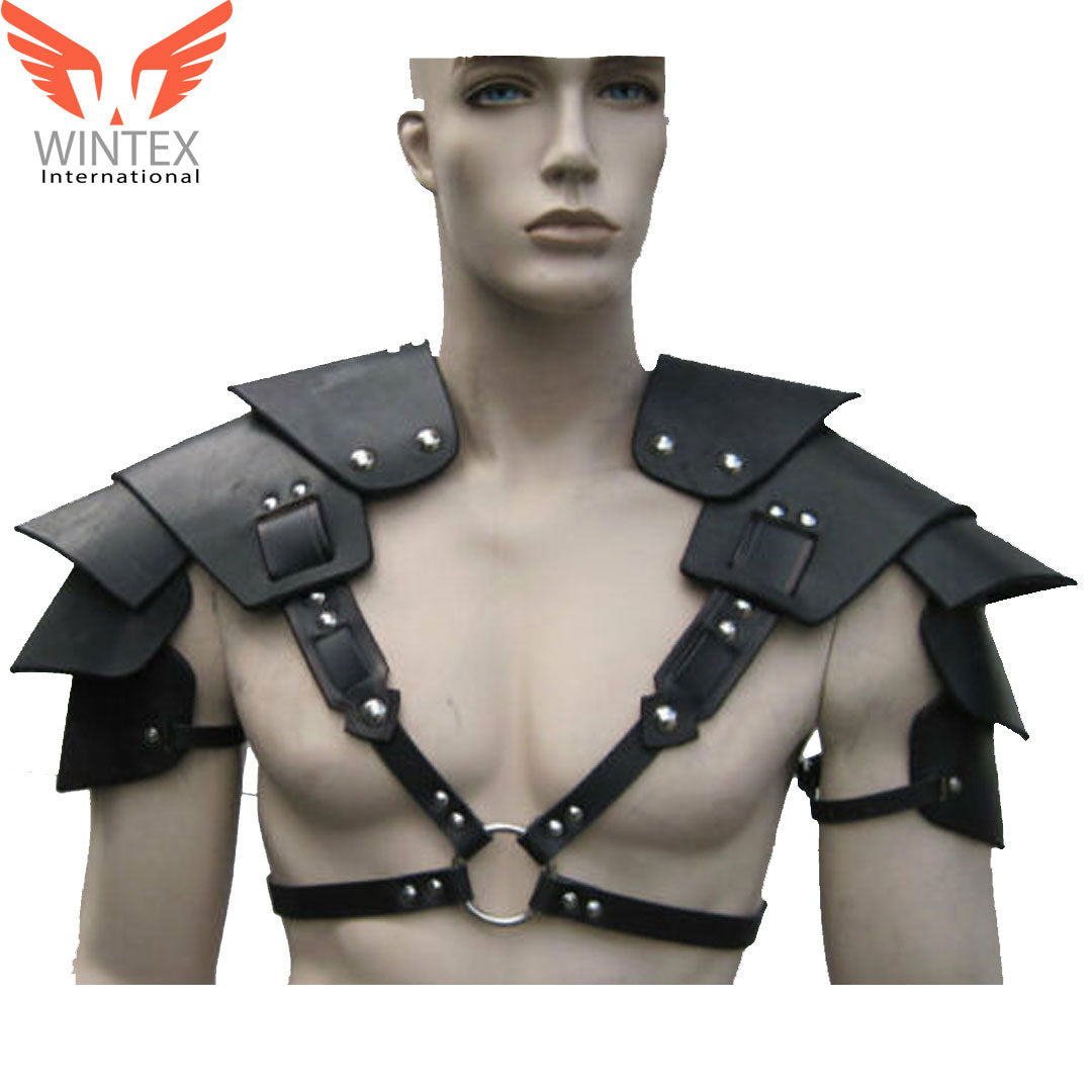 MEN’S GENUINE LEATHER SHOULDER HARNESS LARP BODY ARMOUR