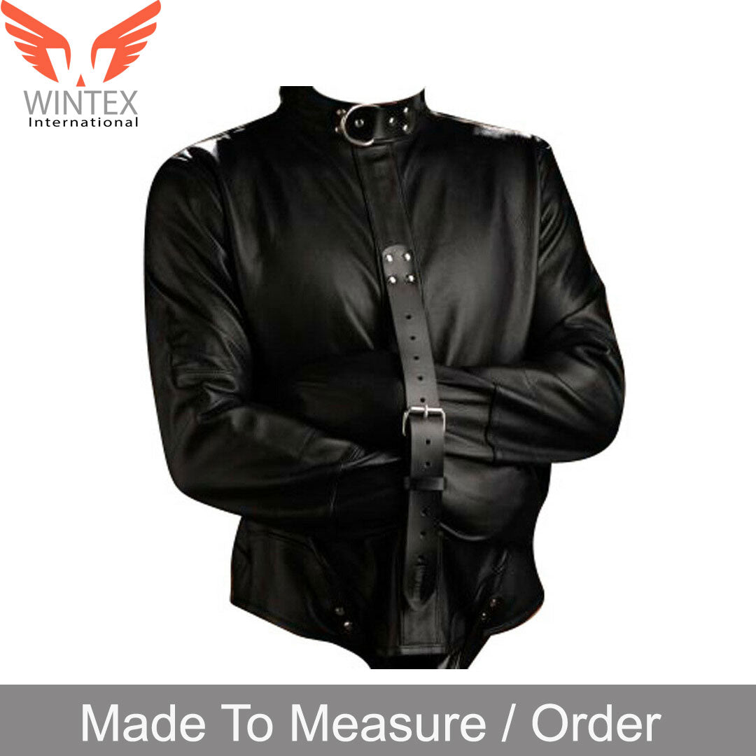 Men’s Real Leather Heavy Duty Straitjacket Restraint Leather Jacket