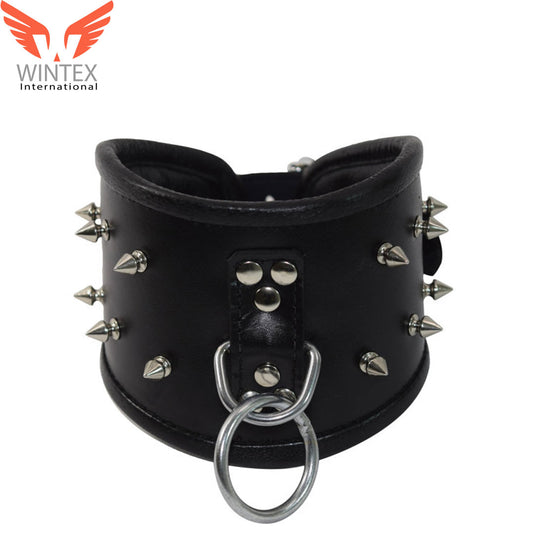 Leather Collar With Ring Adjustable – Lockable Neck Posture Collar