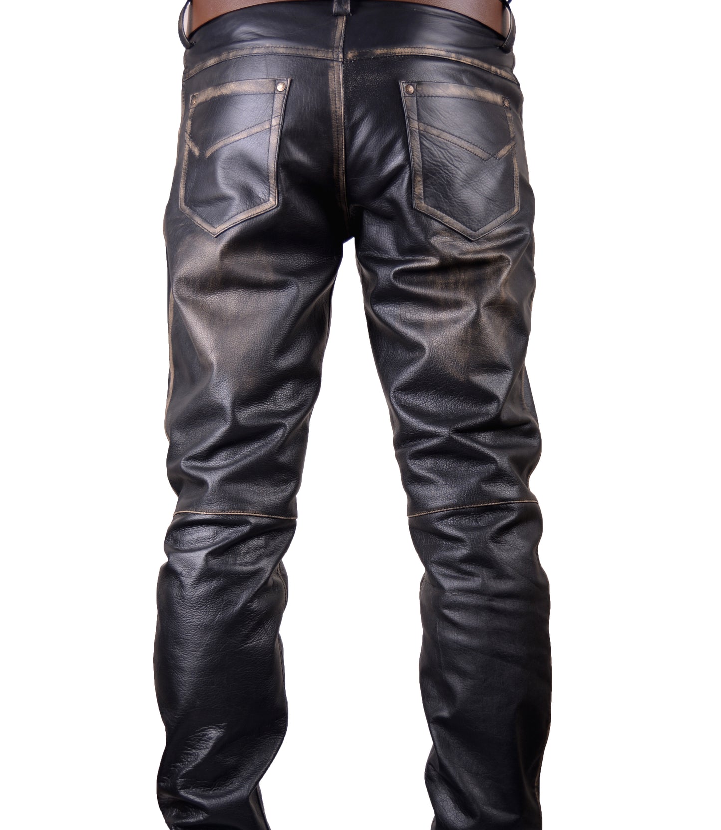 Men's Vintage Leather 5 Pockets Style Bikers Pants / Handmade Bikers Trouser