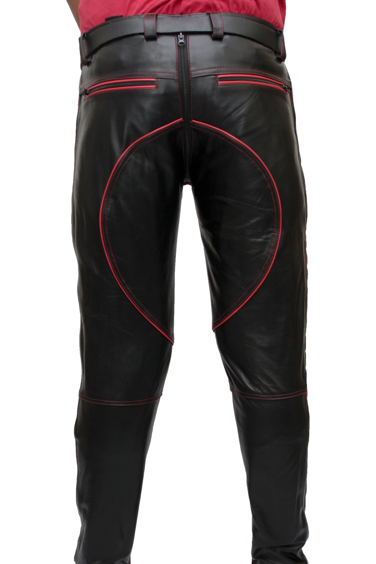 Men's Cowhide Bikers Pants With Quilted Panels & Piping Bikers Pants / Bikers Trousers