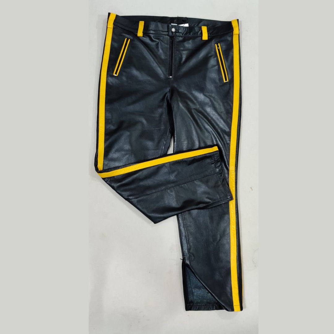 Men's Real Cowhide Leather Pants Bikers Pants