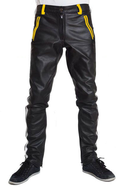 Men's Real Cowhide Leather Pants Bikers Pants