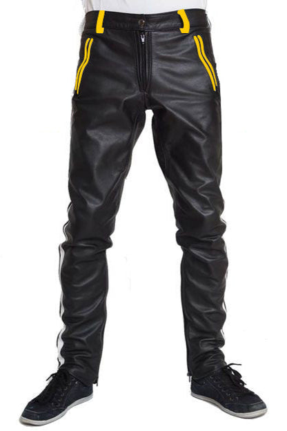 Men's Real Cowhide Leather Pants Bikers Pants