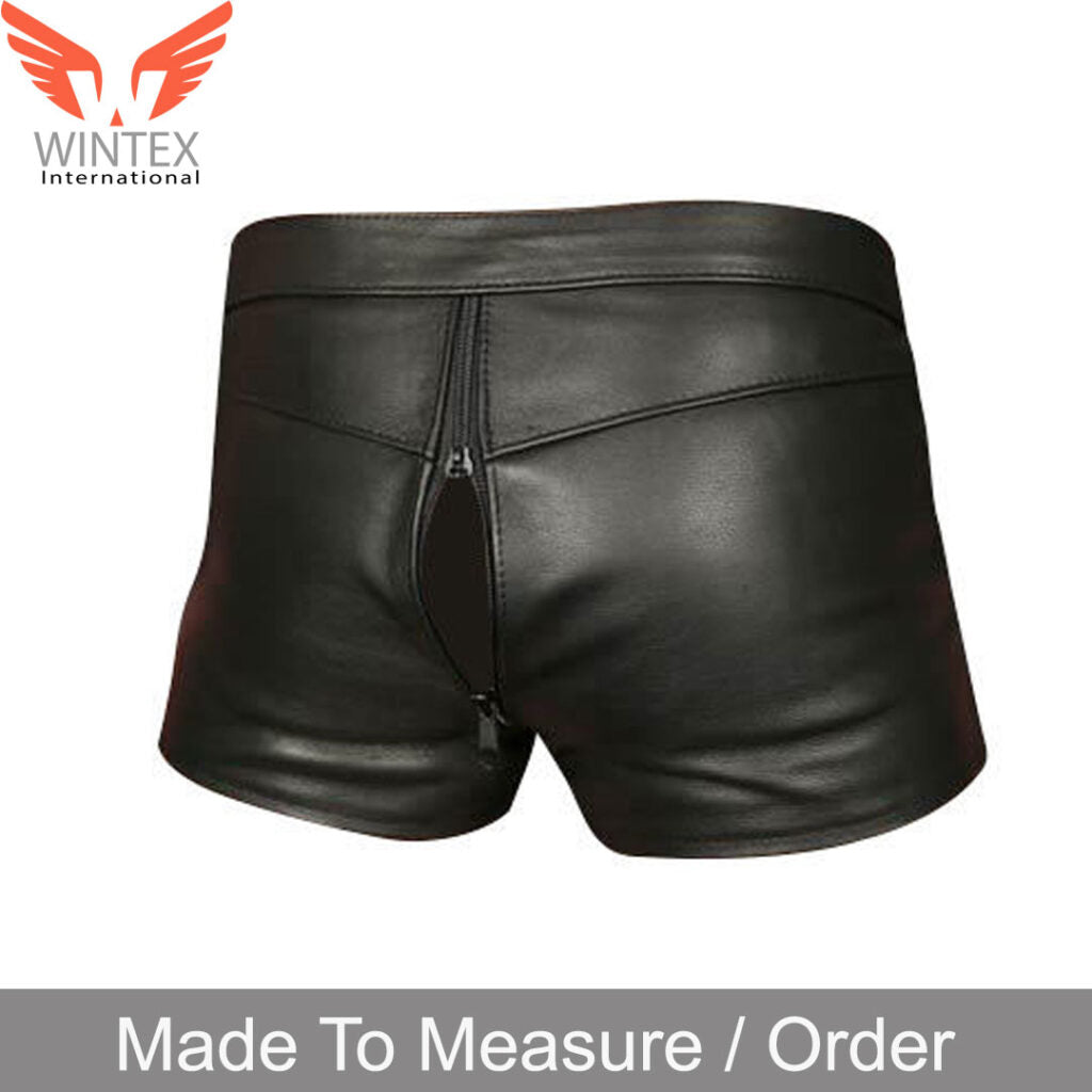 Men’s Real Cowhide Leather Chastity Shorts With Free Padlocks