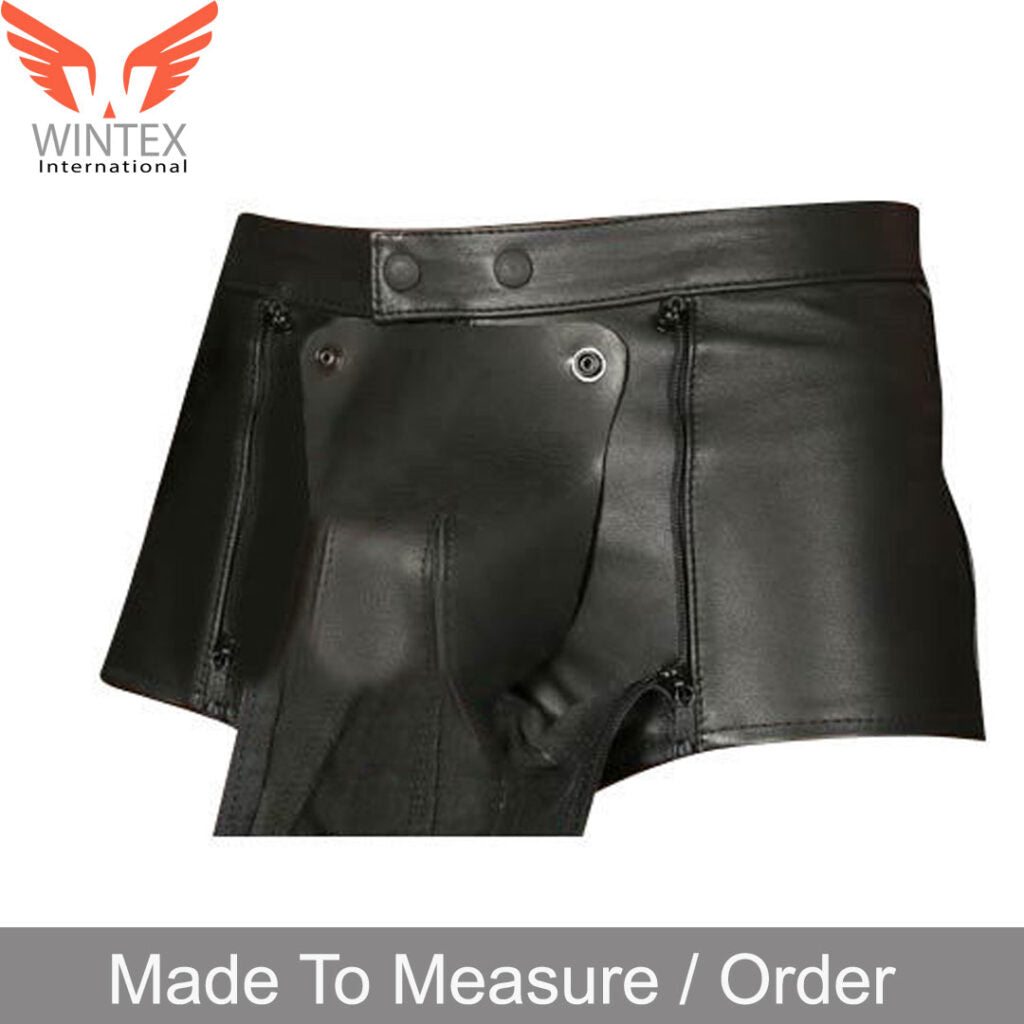 Men’s Real Cowhide Leather Chastity Shorts With Free Padlocks