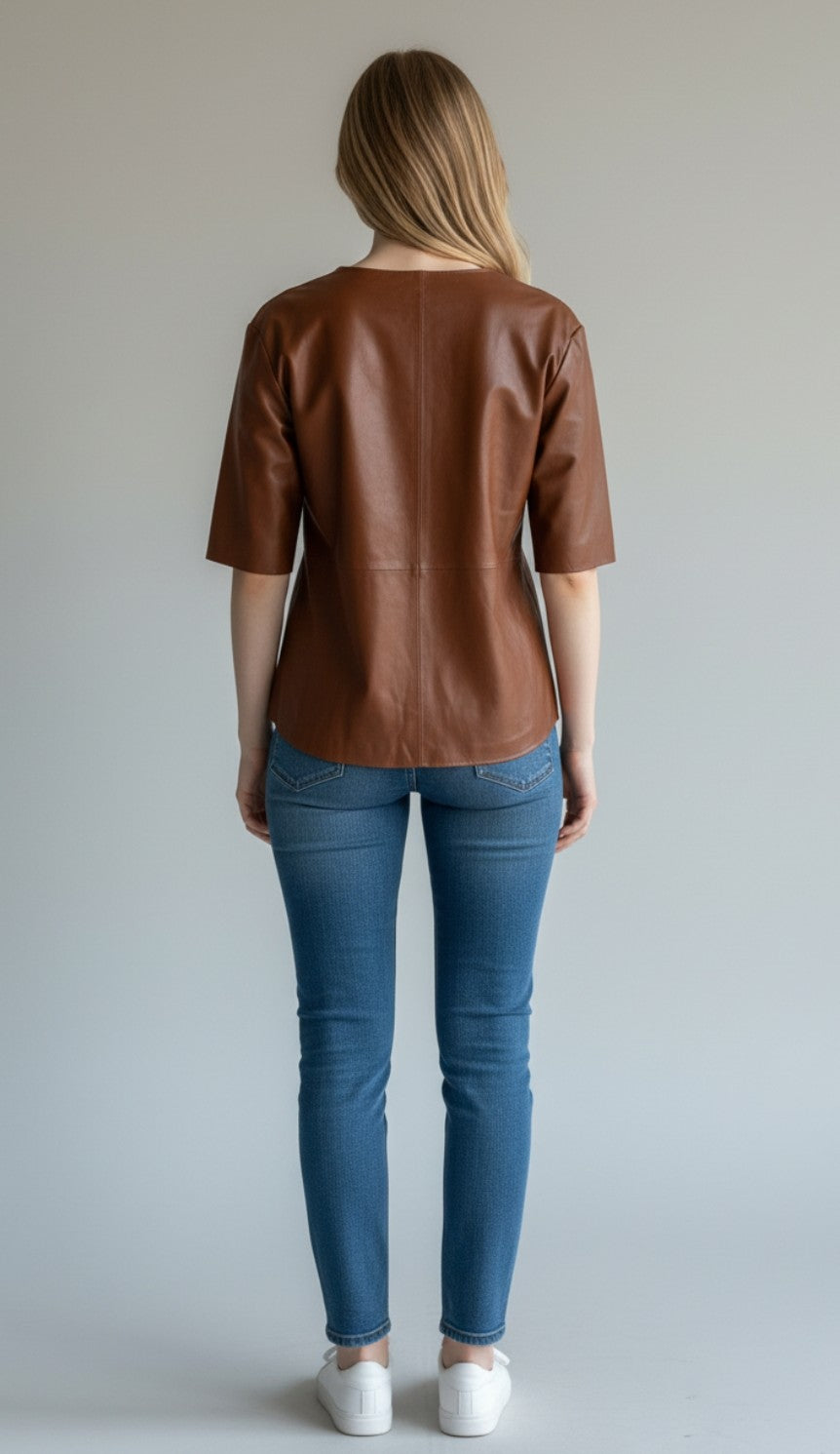 Women's Genuine Lamb Leather Minimalist Shirt