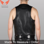 Men’s Cowhide Leather Bartender Vest Leather Bikers Vest