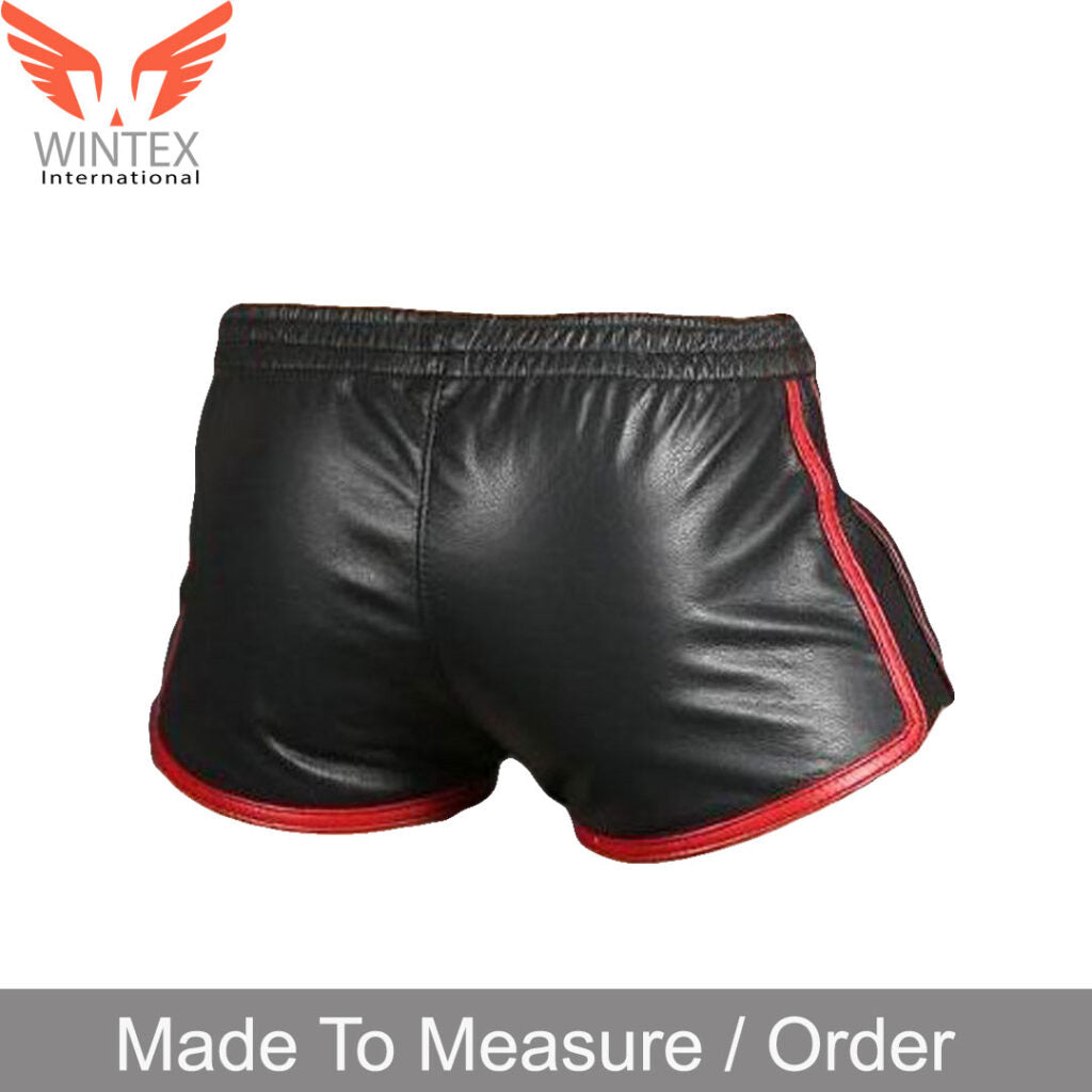 Men’s Real Lamb Leather Gym Shorts Sports Shorts In 5 Colors Piping Option