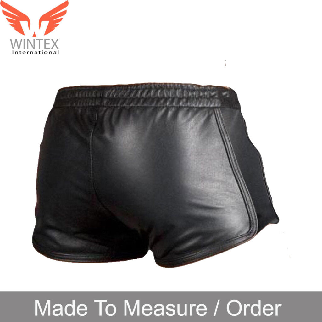 Men’s Real Lamb Leather Gym Shorts Sports Shorts In 5 Colors Piping Option