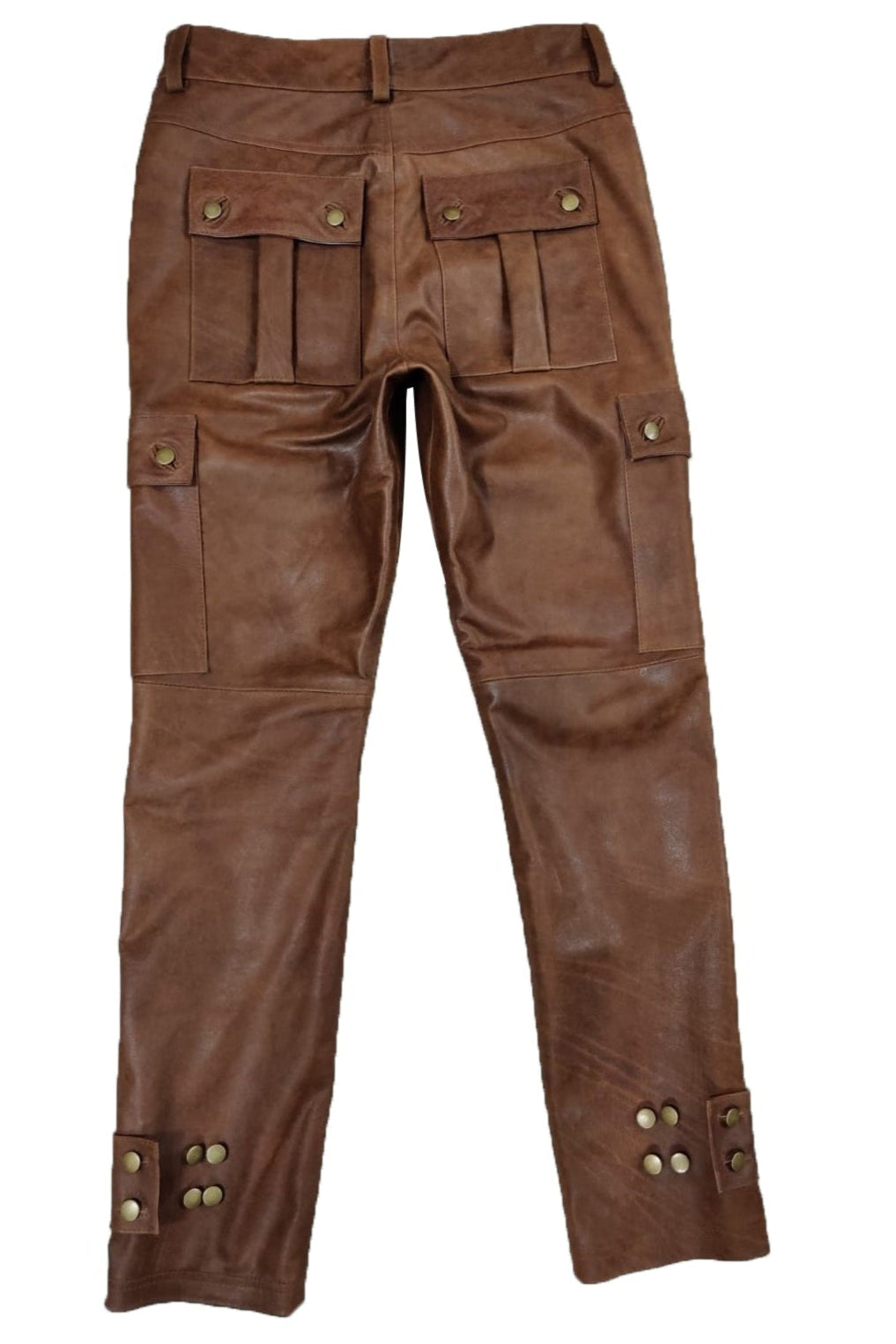 Men's Real Vintage Cowhide Leather Cargo Pants Bikers Pants
