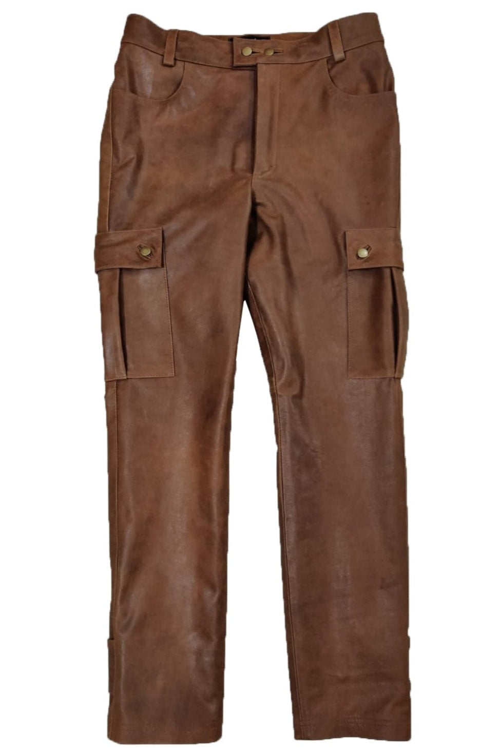 Men's Real Vintage Cowhide Leather Cargo Pants Bikers Pants