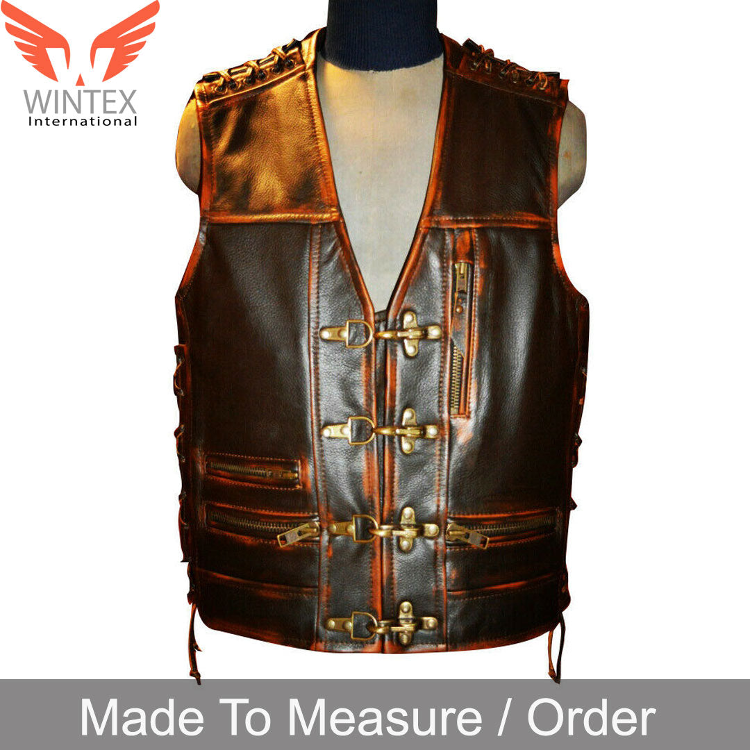 Men’s Real Vintage Leather Bikers Vest Hand Made Vintage Leather Bikers Vest