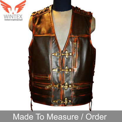 Men’s Real Vintage Leather Bikers Vest Hand Made Vintage Leather Bikers Vest