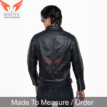 Men’s Real Leather Biker Jacket Men – Cafe Racer Jacket Motor Bikers Leather Jacket