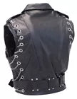 Men's Real Leather Bikers Vest Brando Vest With Metal Chains Bikers Leather Vest