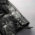 MEN'S REAL COWHIDE LEATHER BIKERS VEST WITH QUILTED PANELS & SIDE LACES VEST